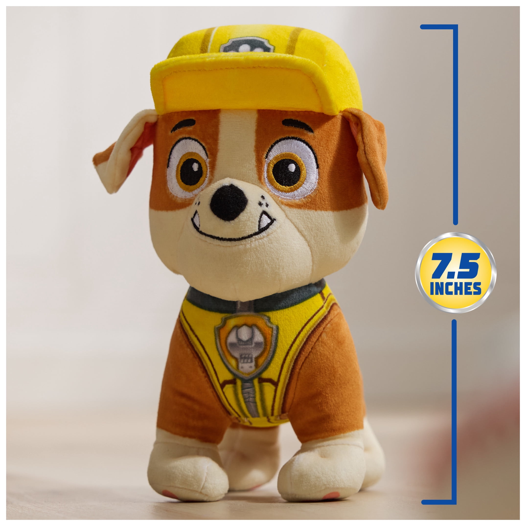 PAW Patrol Premium Plush Rubble 7-Inches Tall with Super Soft Fur for Kids Ages 3+