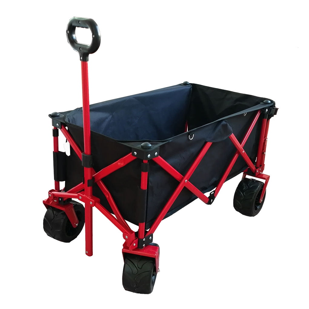 Backyard Wagon Foldable Garden Cart Telescoping Handle Polyester Fabric Utility Wagon for