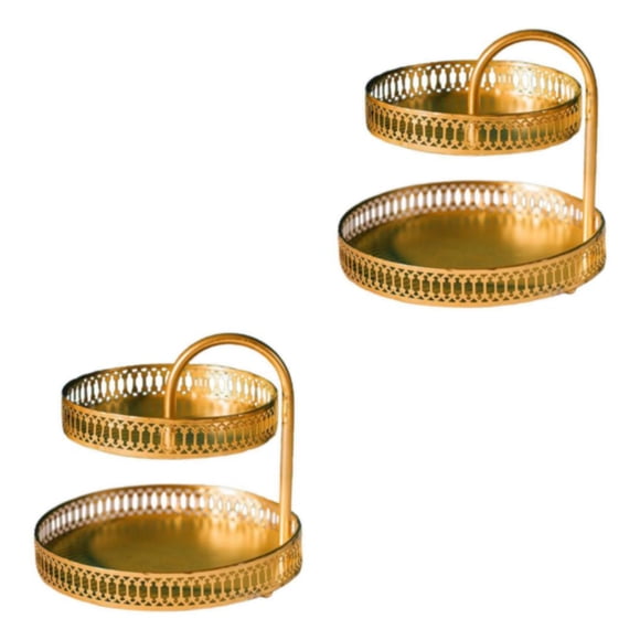Advancent 2 Layer Iron Decorative Tray Fruit Free Diaplay Home Decor Standing Vege 2piezas raya