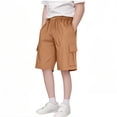thumbnail image 2 of Kogui Kids Shorts Boys Boy's Athletic Shorts Kids Youth Active Performance Basketball Shorts with Pockets Elastic Waistband Size 11-12 (Brown,11-12 Years), 2 of 7