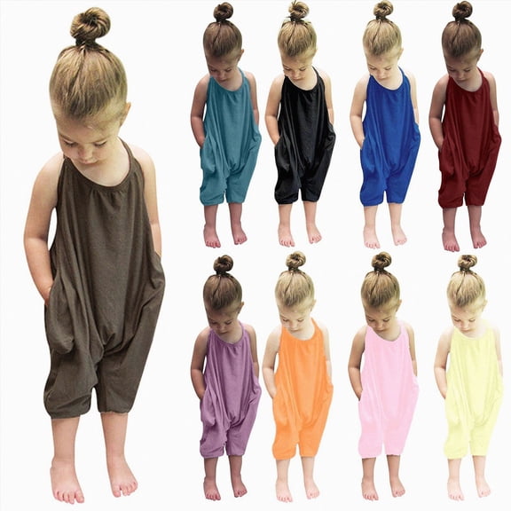 Splozh Toddler Overalls Girls 12 18 24 Months 3T 4T 5T Toddler Girls Baby Kids Jumpsuit One Piece Harem Pants Strap Romper Outfits,Black,2-3 Years