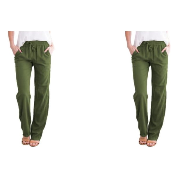 Sonducket Pantalones casuales de pierna ancha para mujer con bolsillos - Manténgase cómodo todo el día Pantalones largos de tela de algodón Type2 NO2