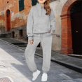 thumbnail image 2 of XIMIN Kid Girls 2 Piece Outfits Oversized Sweatsuit Set Track Suits Hoodie Sweatshirts and Wide Leg Airport Travel Sweatpants with Pockets Tracksuits, 2 of 4