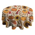 thumbnail image 4 of Fall Pumpkins Sunflowers Autumn Pattern Round Tablecloth 60" X 60",Wrinkle Wipeable Table Cloth for Kitchen Dining Room Picnic Patio Party, 4 of 6