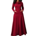 thumbnail image 1 of Vestidos largos lisos de manga larga para fiesta de noche para mujer, 1 of 6