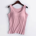 thumbnail image 2 of Women Summer Tops Women Solid Color Tops With Chest Pad No Steel Ring Cup Shirts Wide Strap Integrated Outerwear Yoga Sports Vest Camisole Sleep Set Top Athletic for Dressy Tunics Workout Pink 4XL, 2 of 4