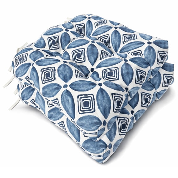 HONEY HOME Outdoor Chair Cushions Set of 2, 19 x 19 x 4 Inch Tufted Seat Cushions with Ties, Waterproof Patio Chair Pads for Dining Chairs, Garden & Outdoor Furniture