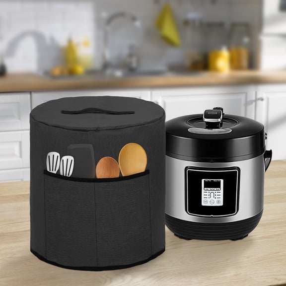 Dust Cover with Pocket for Rice Cooker 8 Quart Polyester Insulated Pressure Cooker Cover with Aluminum Foil Lining and Carrying Handle