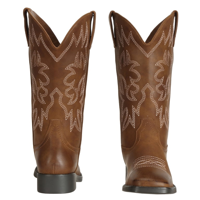 Chocolate And Tan Cowboy Boots Sz 9.5 SheSole Cowboy Boots for Women Cowgirl Boot Mid Calf Square  main image 4