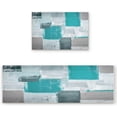 thumbnail image 2 of Kitchen Rugs and Mats Non-Slip Cushioned Anti-Fatigue Kitchen Rug with Runner Set of 2, Cyan Blue Gray Modern Abstract Art Painting Graffiti Design Kitchen Mats for Floor 19.7x31.5inch+19.7x47.2inch, 2 of 6