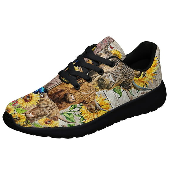 Every Day Is A New Beginning Highland Cow Sunflower Shoes Sneakers Black Size 3.5