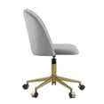 thumbnail image 5 of Linon Alondra Mid Back Velvet Office Chair with Adjustable Height and Swivel, Gold/Gray, 5 of 17