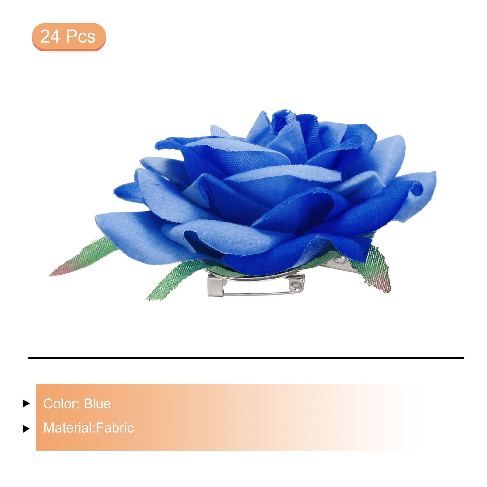 24 Pcs Rose Flower Hair Clips 3 Inch Flower Hair Pins for Women Hair Accessories Blue