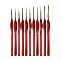 Hiroekza 11 PCS MINIATURE DETAIL PAINT BRUSH SET for Watercolor Gouache Acrylic - Fine Three Sided Line Marker, Natural Wood Handle, Protective Caps - Art Painting, Miniature Models, Details