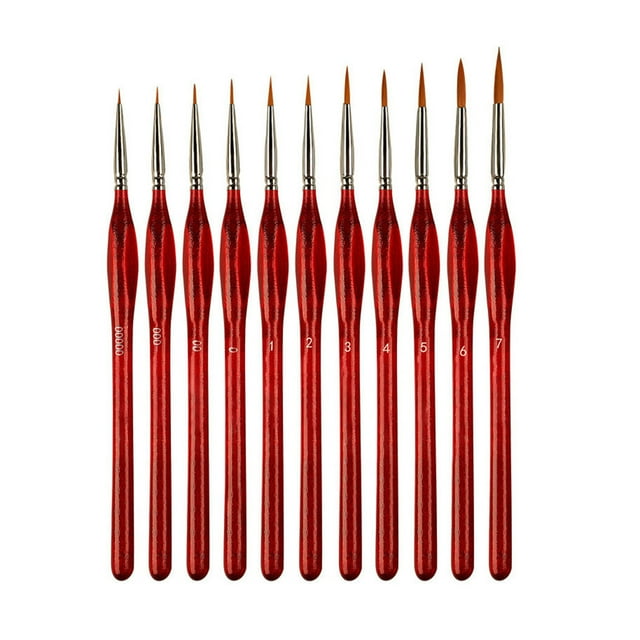 11 PCS Miniature Detail Paint Brush Set, Fine Three Sided Line Marker for Watercolor Gouache, Soft Bristles with Protective Cap