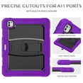 thumbnail image 5 of Case for Lenovo Tab M11 11" 2024, Military Grade Protective Silicone PC Cover with Screen Protector & Adjustable Kickstand & Shoulder Strap & Pencil Holder & 3-layer Protection, Purple+Black, 5 of 8