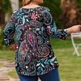 thumbnail image 5 of TQWQT Plus Size Women's Floral 3/4 Sleeve Tunic - Breathable Stretchy Material, High-Low Hem, Relaxed Blouse, Easy Care, Ideal for Leggings/Work/Casual 5XL, 5 of 5