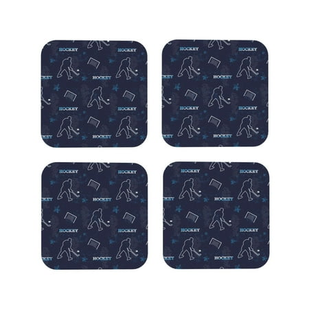 

Honeii Hockey Players Print Leather Coaster Set of 4 Ideal for Safeguarding Your Furniture from Drinks Spills and Effortless Cleanup-Square