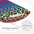 thumbnail image 3 of Xecao Leopard Neon Rainbow Gradient for Decorative Throw Pillow Case for Couch,Sofa or Bed Set,Pillow Cover for Sofa Home Decor Ideal Gift-16"x24", 3 of 6