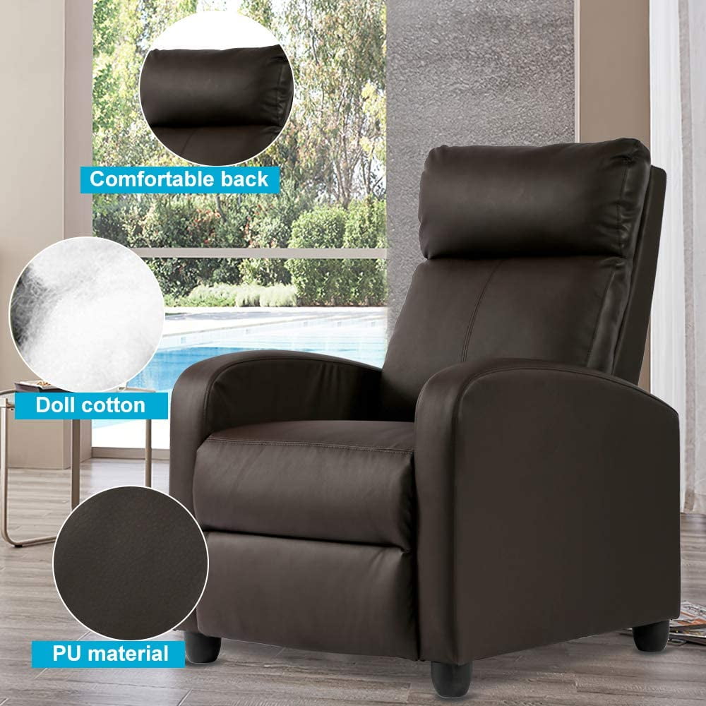 Dkelincs Recliner Chair for Adults Massage Sofa Chair Ergonomic Soft Reading Chair Living Room Chair Single Theater Seating Chair with Remote Control, Brown, Wood