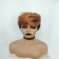 thumbnail image 2 of MesaSe Short Synthetic Wig Short Brown Black Two-color Wig Short Elven Haircut Wig Suitable For Women, 2 of 5