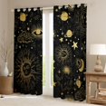 thumbnail image 2 of Manfei Boho bohemian Blackout Curtains Set of 2 (52x84 Each),Vintage Sun Pattern Window Curtains,Gold Black Curtains and Drapes For Teens,Super Cozy Room Decor, 2 of 6
