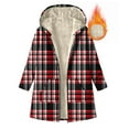thumbnail image 6 of FDGIU Women's Plaid Flannel Sherpa Lined Hooded Shacket - Warm Jacket for Casual Outdoor Activities, 6 of 7