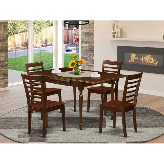 East West Furniture Dining Room Set Mahogany, MZML5-MAH-W