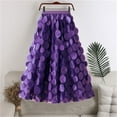 thumbnail image 2 of Bibifish Womens Skirts High Waist Black Mesh Tulle Skirt 3D Polka Dot Flocked Layered Flowy A Line Midi Length Skirts, 2 of 3