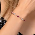 thumbnail image 4 of Gem Stone King 18K Rose Gold Plated Silver Ruby Red Mystic Topaz, and Lab Grown Diamond Bracelet for Women | 4.20 Cttw | Gemstone November Birthstone | Oval 7X5MM | Fully Adjustable 9 inch, 4 of 6