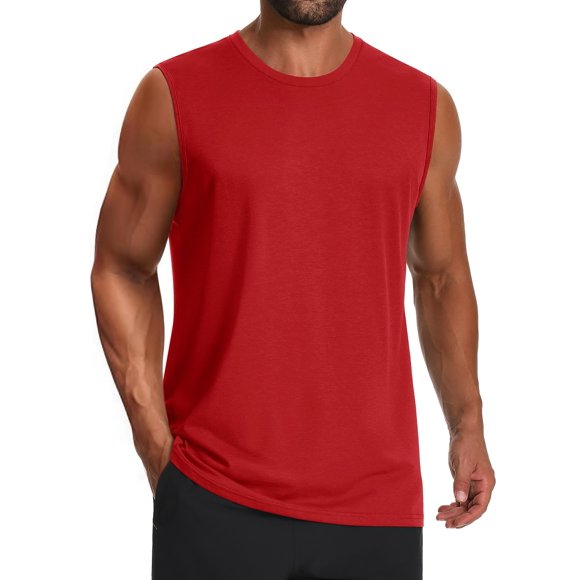 Camiseta sin mangas Cotrasen para hombre, con cuello redondo, UPF 50+, roja