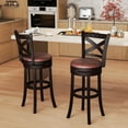 thumbnail image 2 of Costway 29" Swivel Bar Stools Set of 2 Footrest & Rubber Wood Frame for Kitchen Island, 2 of 9