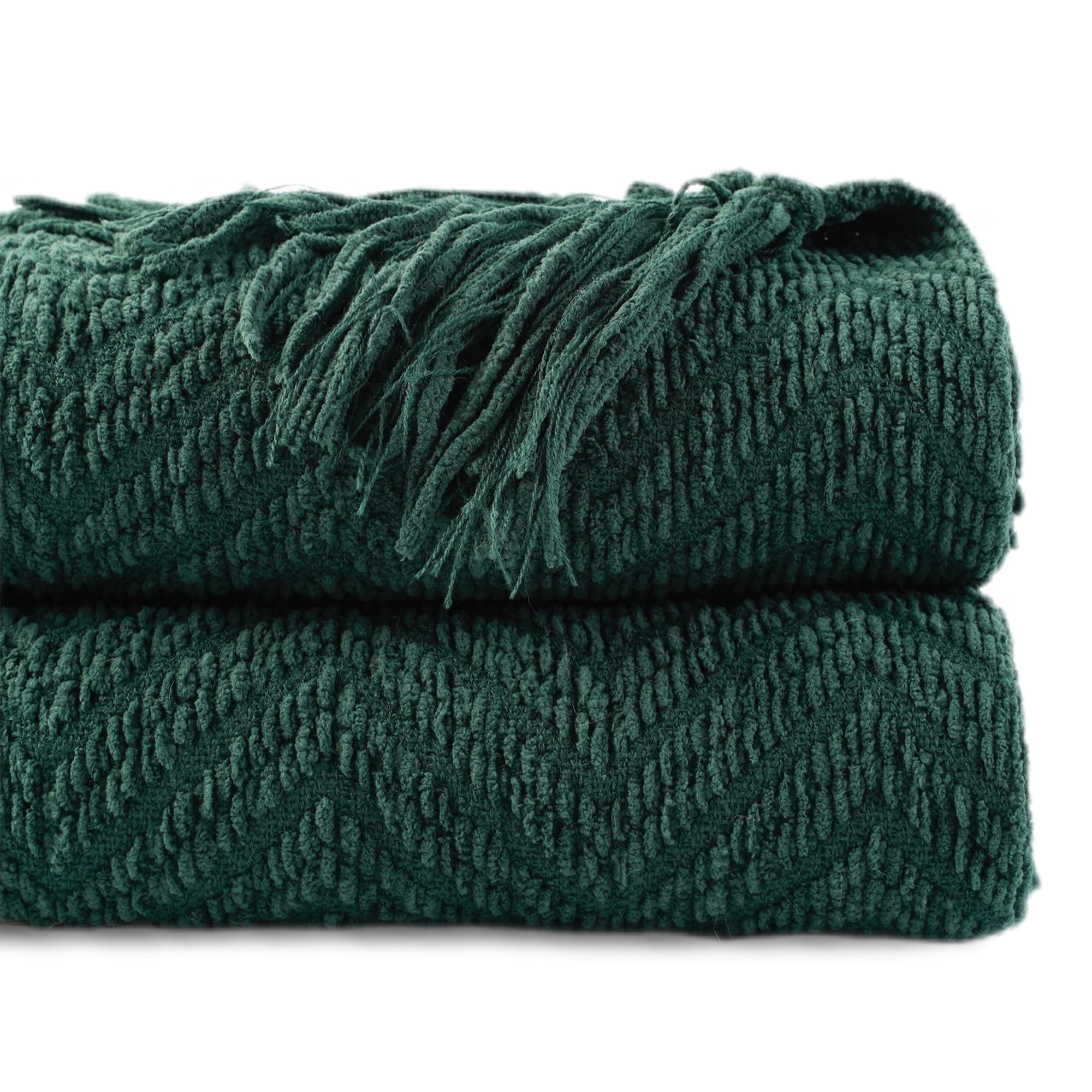 Battilo Forest Green Throw Blanket for Couch,Knit Christmas Green Blanket for Living Room Decor,50"x60"