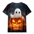 thumbnail image 3 of jobturf Womens Plus Size Halloween Shirt Party Short Sleeve Crew&nbsp;Neck T Shirts Holiday Loose Fit Graphic Festival Tops 4X-Large, 3 of 5