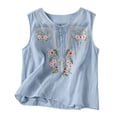 thumbnail image 2 of Women's Linen Sleeveless Tank Tops 2026 Summer Casual Boho Embroidered Loose Lightweight Blouses by Yigetop Blue 4XL, 2 of 6