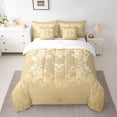 thumbnail image 2 of jejeloiu Gothic Skeleton Pattern 7-Piece Twin Bedding Sets,Vintage Bohemian Flowers Bedding Comforter Set,Gold Damask Floral Sheet Sets For Adults,Ultra Soft Home Decor Reversible, 2 of 8