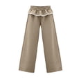 thumbnail image 5 of Women's Ruffle Waist Wide Leg Pants Elastic Lace Trim Lounge Trousers Loose Casual Streetwear Bottoms, 2XL, 5 of 7