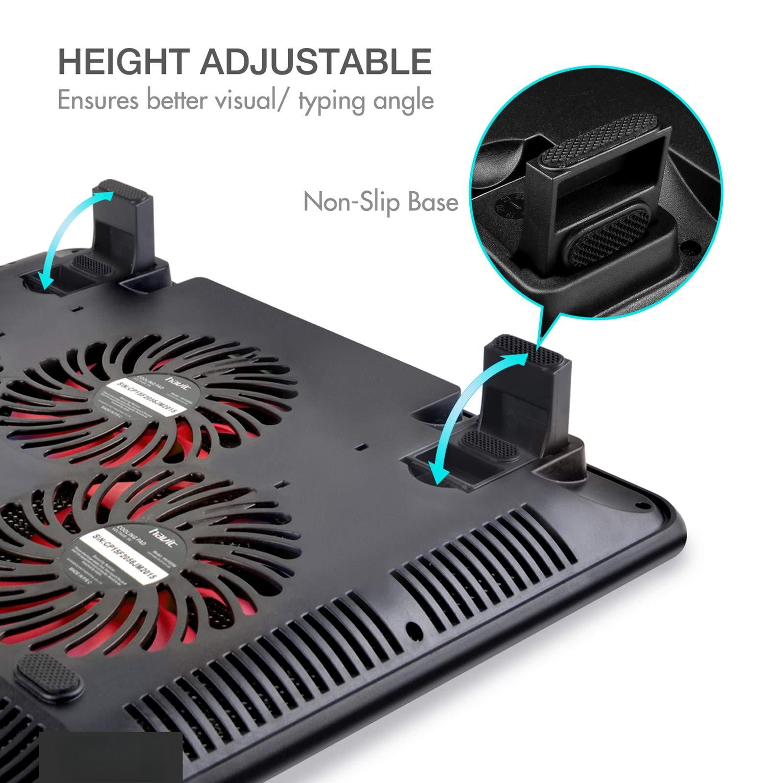 Hv-f2056 15.6-17 Inch Laptop Cooler Pad - Slim Portable Usb (3 Fans) (black+red)