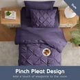 thumbnail image 4 of Virtu Twin XL Comforter Set, 5pc Bed in a Bag, Pleated Bedding Comforter Sets with Sheets, Purple, 4 of 10
