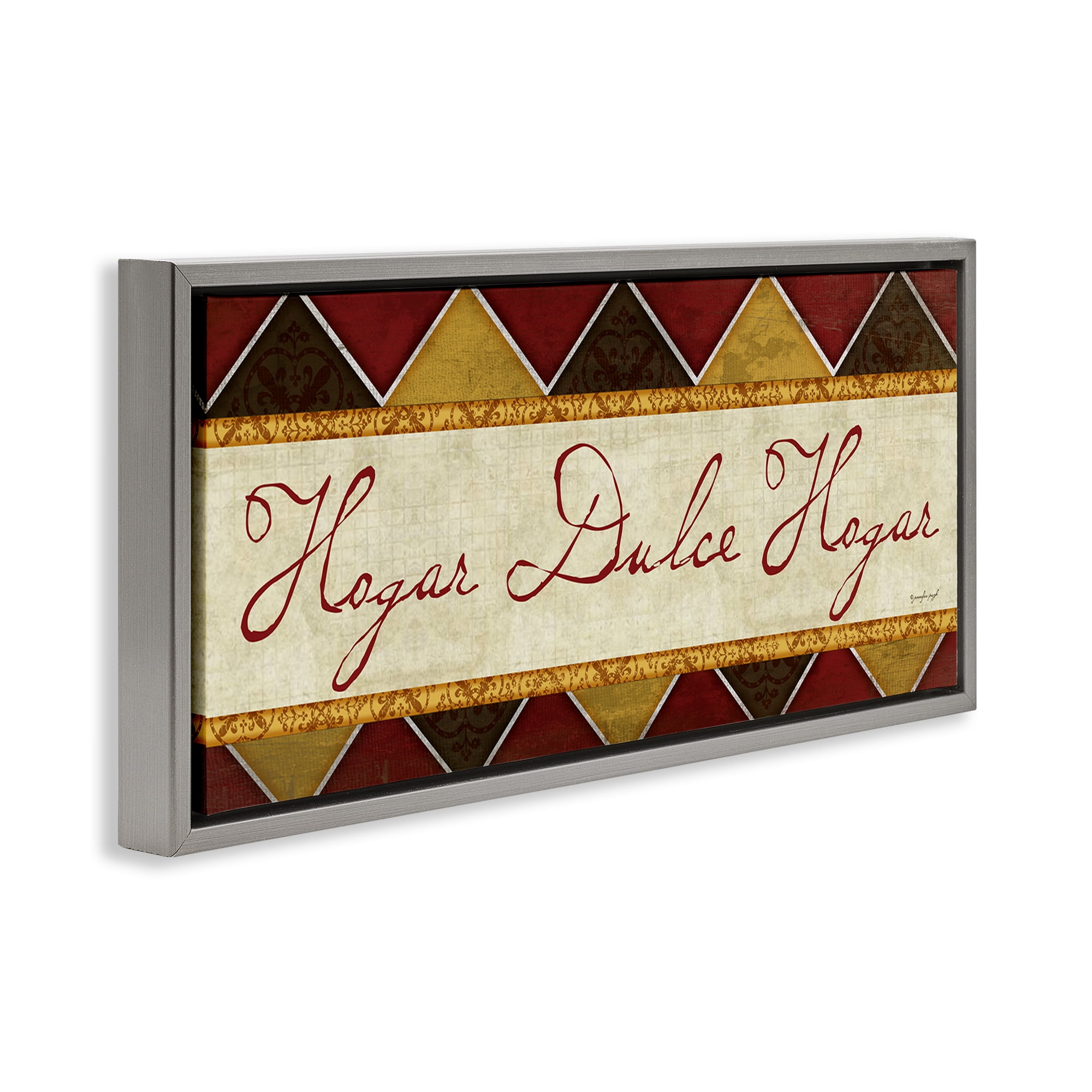 Stupell Industries Hogar Dulce Hogar Patrón Tradicional Signs and Rules Painting Gray Floater Framed Art Print Wall Art, 31 x 14
