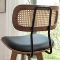thumbnail image 4 of FOWEOAIU Bar Stools with Cane Back Leather Upholstered Swivel 26" Counter Stool for Bar Kitchen Island Bistro , Black (Set Of 2), 4 of 8