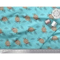 thumbnail image 3 of Soimoi Blue Cotton Voile Fabric Artistic Floral & Stripe Print Fabric by the Yard 42 Inch Wide, 3 of 3