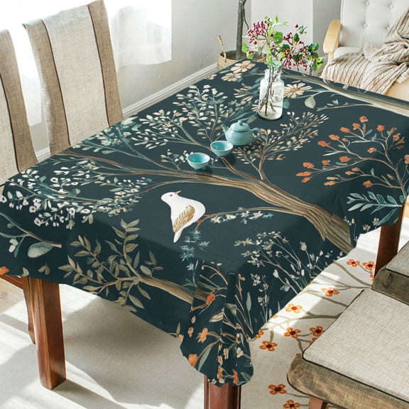 Yayeee Tablecloths 54" x 54" Rectangle Wrinkle Resistant Party Table Cover, Floral Forest Scene