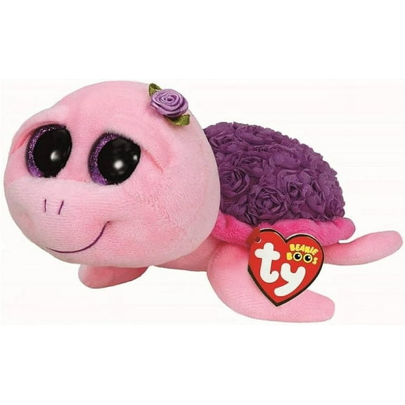 TY Beanie Boos - ROSIE the Pink Turtle (Glitter Eyes) (Regular Size 6" Plush)(BONUS 1 FUN CHOPS & 1 RANDOM TY ERASER)