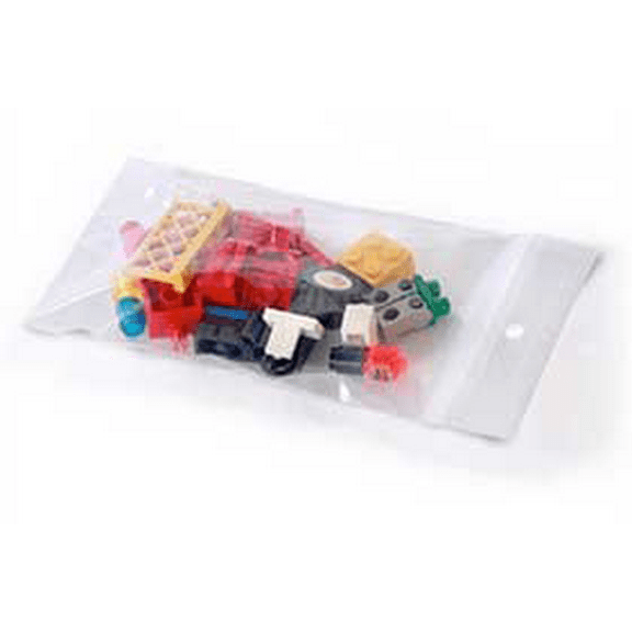 Zip Top 2-Mil Clear Poly Bags with Hang Holes, 3W X 4L inches - Case of 1000 Bags