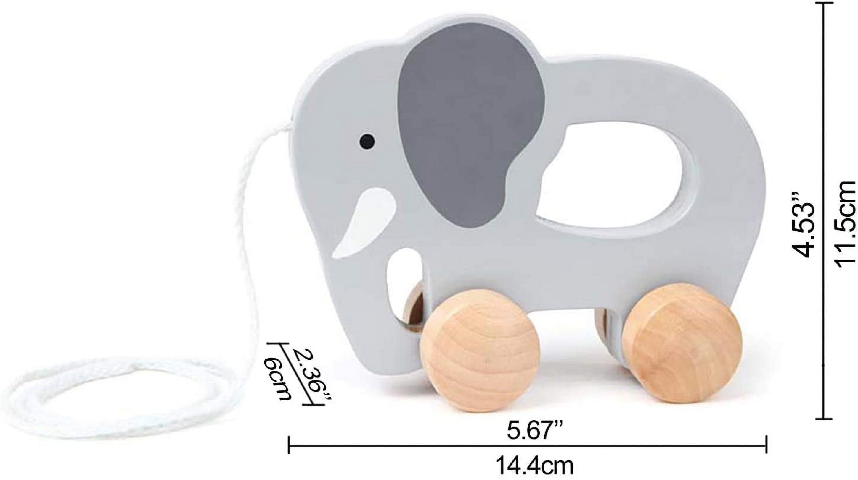 (Elephant) - Hape Elephant Wooden Push and Pull Toddler Toy,Grey - image 4 of 6