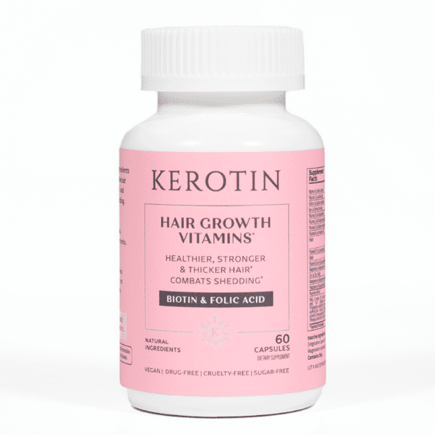 Kerotin Hair Growth Vitamins for Natural Longer, Stronger, Healthier Hair - Hair  Loss Supplement Enriched with Biotin, Folic Acid, Saw Palmetto - Hair  Vitamins to Grow Thick Hair - 60 Pills (1) 