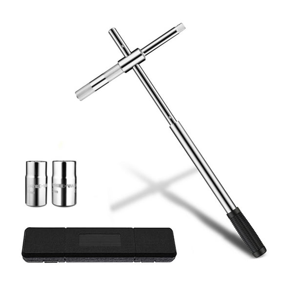 LEJOSTOL 23" Universal Extended Lug Wrench, 4 Way Tire Iron Nut Wrench Set with Storage Box and Standard Lug Nut Remover (17mm/19mm,21mm/23mm) for Heavy Duty Cross Wrench, Tire Wrench