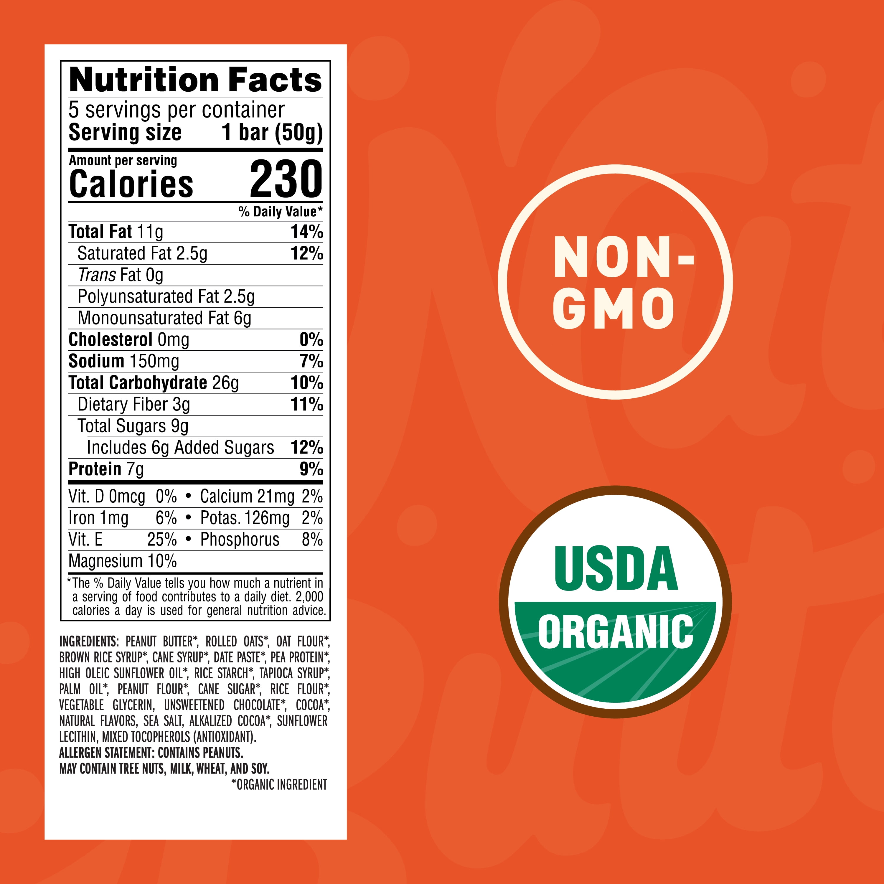 (Price/Case)Clif Bar Nut Butter Chocolate Peanut Butter Organic Snack Bar 5ct, 6 boxes per case