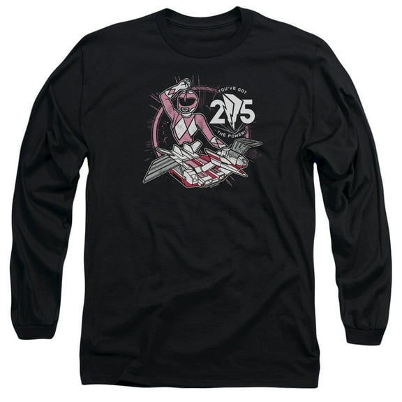 Power Rangers Pink 25 Long Sleeve Adult 18/1 T-Shirt Black